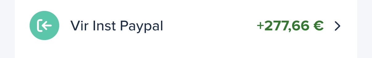 Virement instantané PayPal de 277,66 €