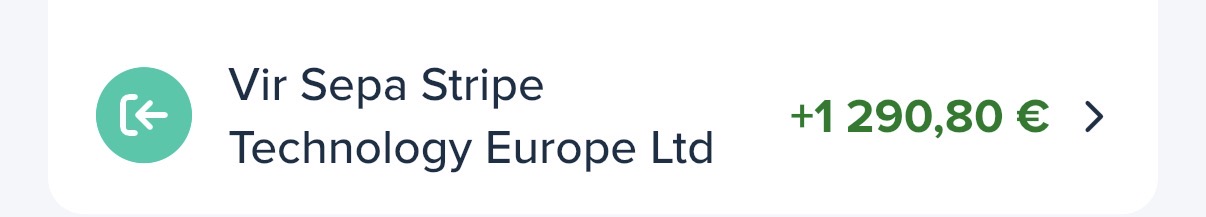 Virement SEPA Stripe Technology Europe de 1 290,80 €